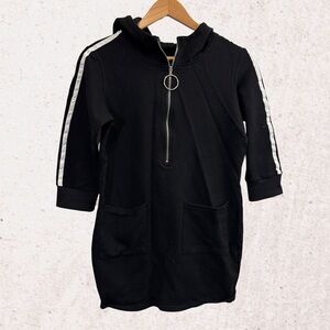 NUDE Black and White Hooded Jacket with Stripes